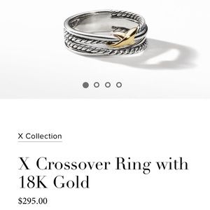 David Yurman X Crossiver Ring with 18k gold size 7
